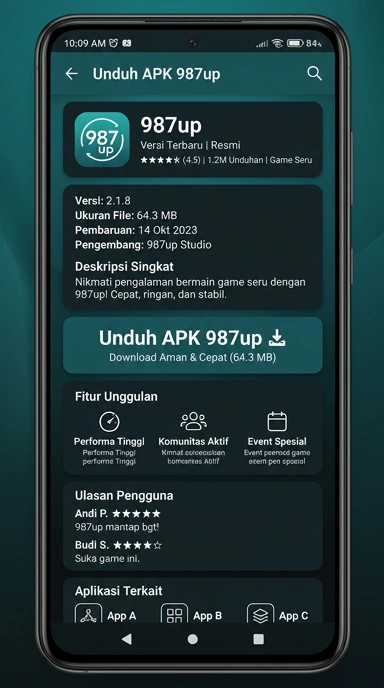 Tampilan halaman APK 987up