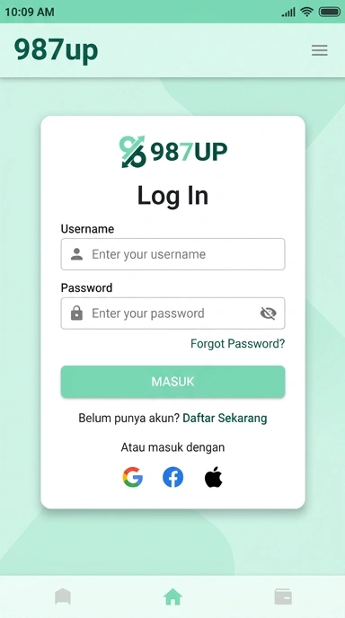 Tampilan halaman login 987up