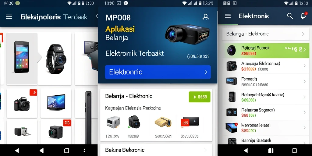 Tampilan antarmuka MPO08 dengan berbagai kategori elektronik yang mudah diakses.