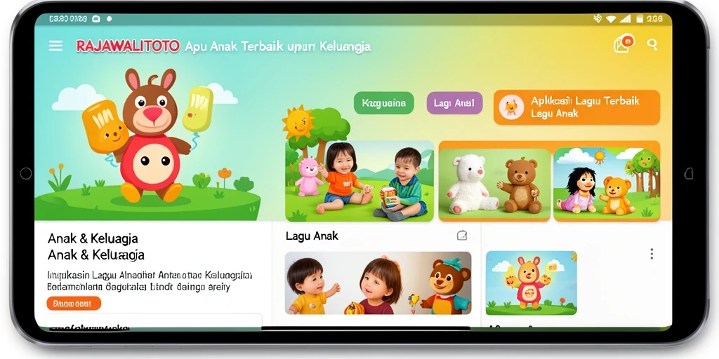 Antarmuka RAJAWALITOTO yang ceria dan interaktif untuk anak-anak.